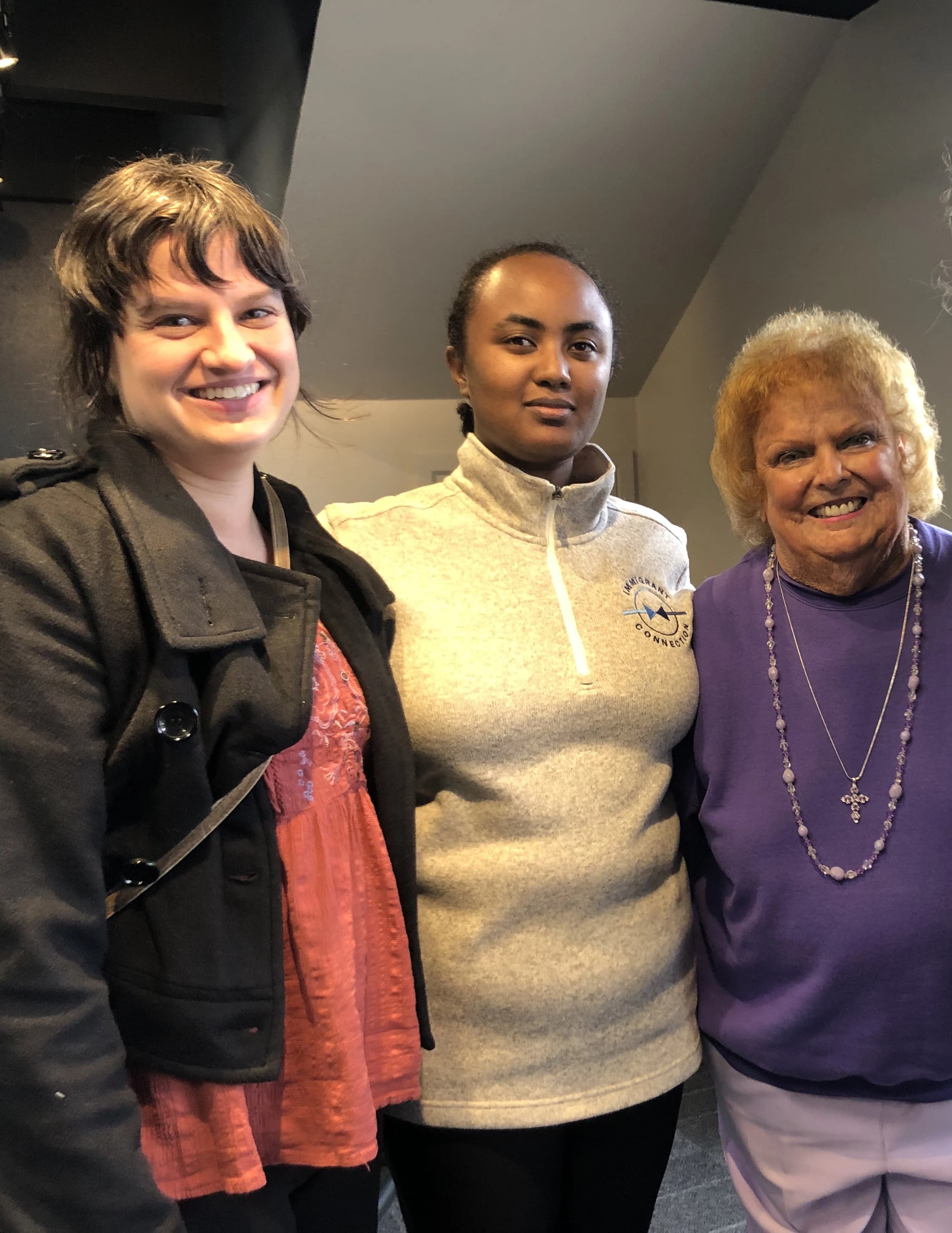 Two women smiling at life group