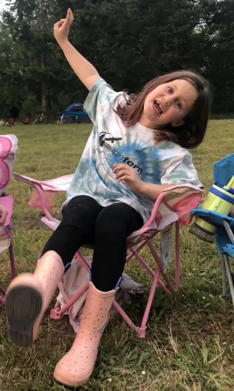 Fifth grader being goofy outside